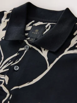 Next Floral d'or noir - Manches courtes Imprimé Polos Online