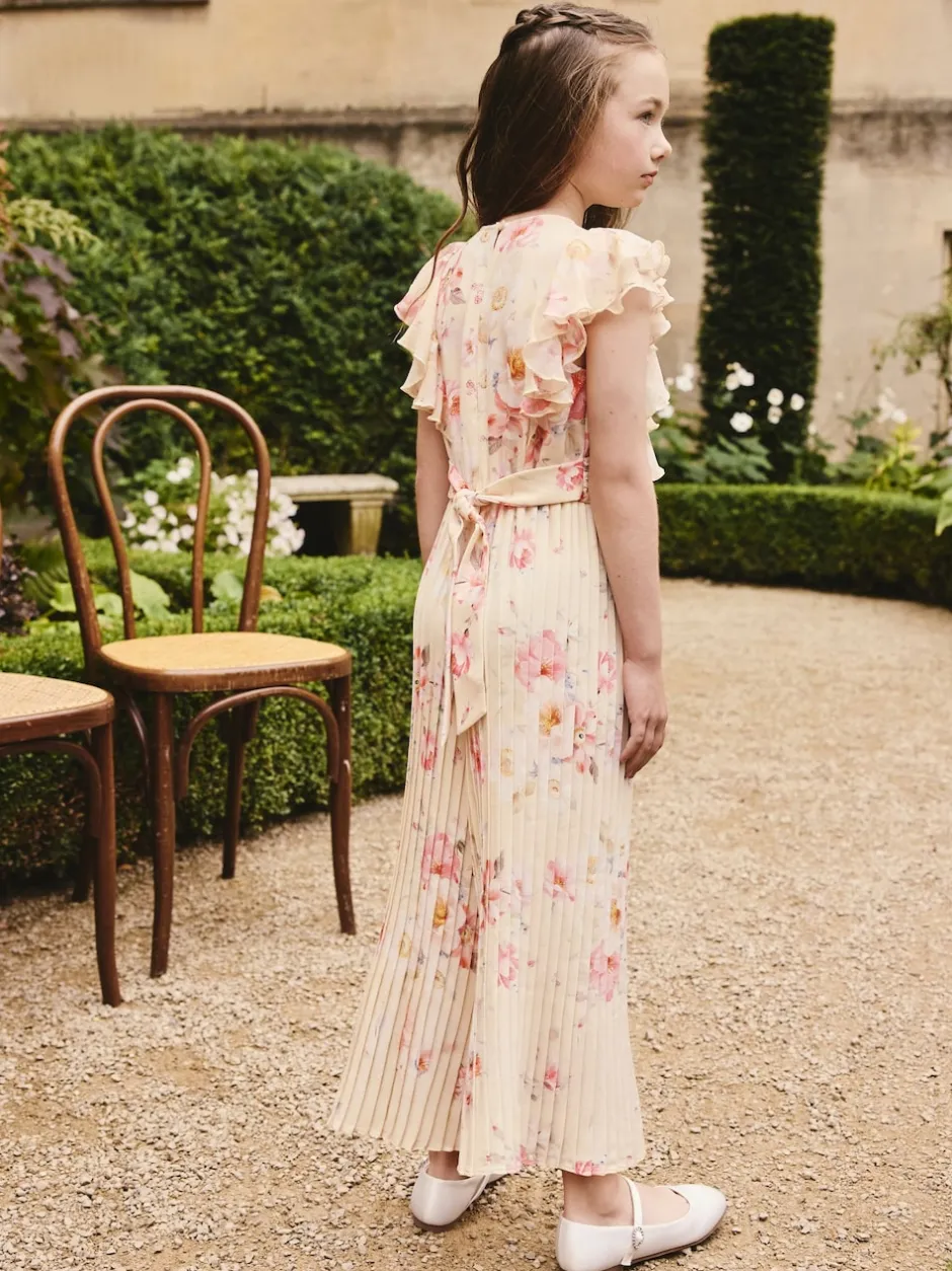 Next Floral jaune - Combinaison plissée à volants à manches courtes (3-16ans) Best