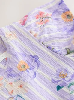 Next Floral lilac - Robe Effet froissé à manches d’ange (3-16ans) Discount