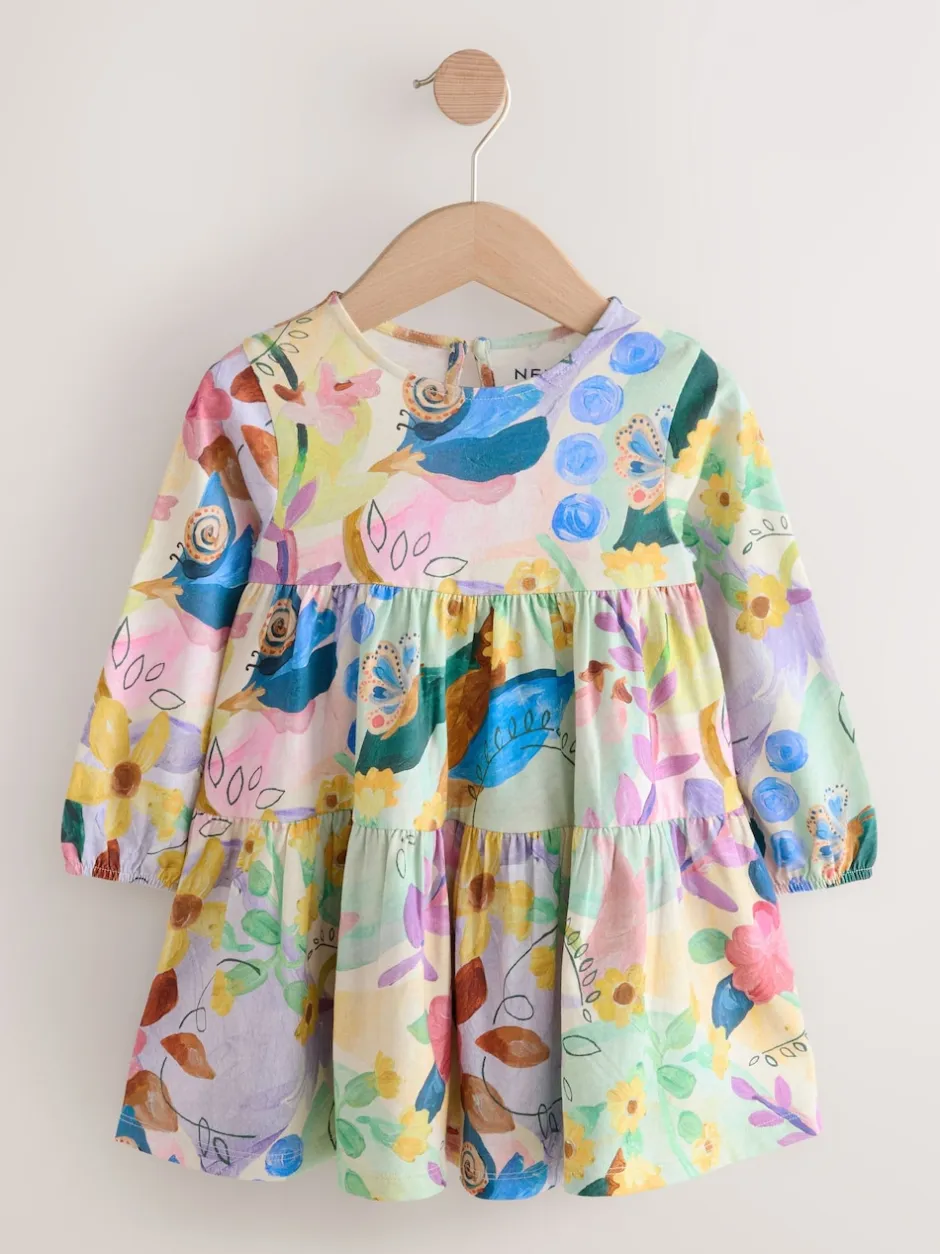 Next Floral lumineux - Robe à manches longues à volants (3mois7ans) Clearance