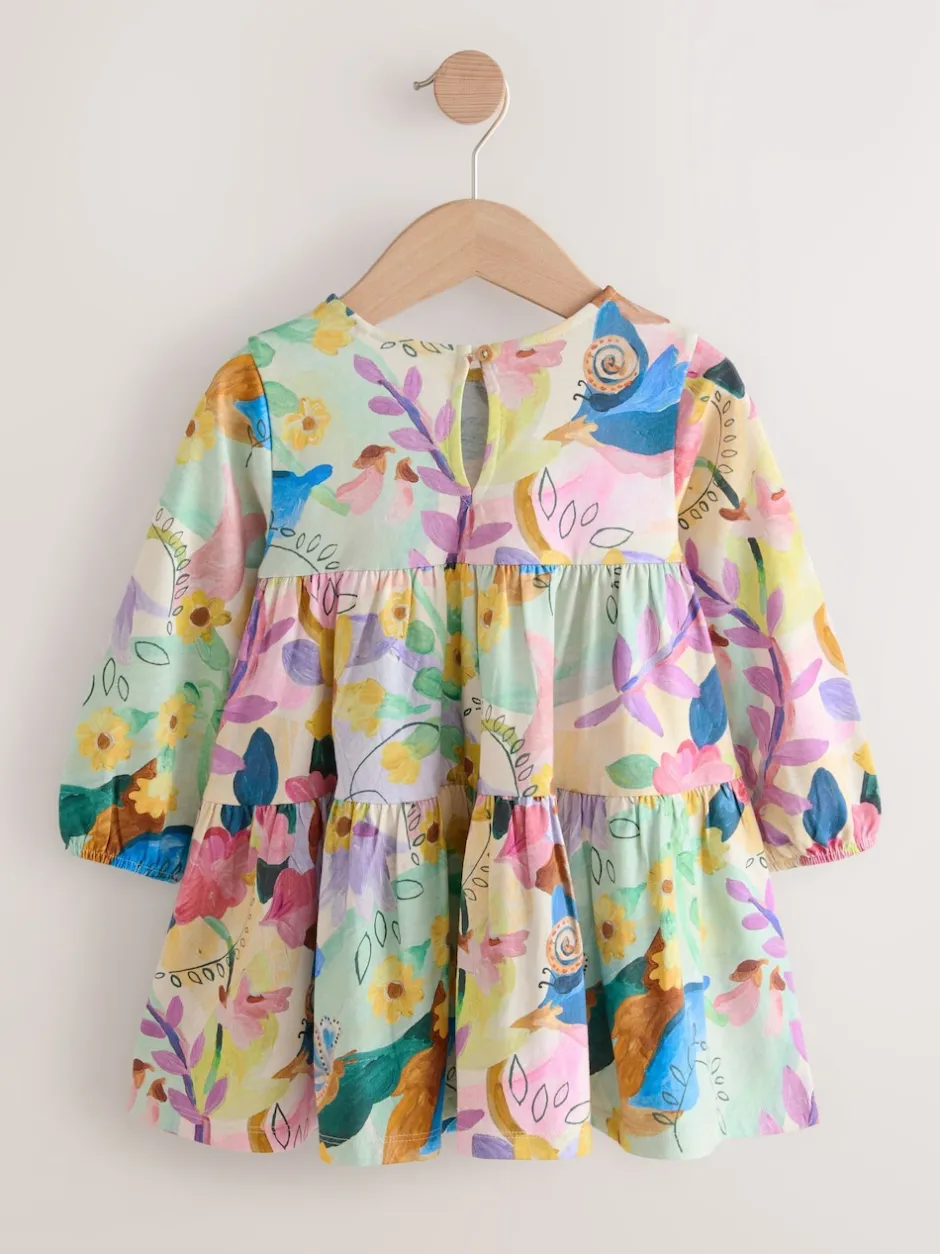 Next Floral lumineux - Robe à manches longues à volants (3mois7ans) Clearance