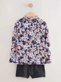 Next Floral noir - Ensemble débardeur et short anti-UV à manches longues (3-16ans) Best