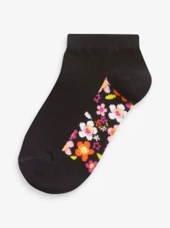 Next Floral noir - Lot de 5 chaussettes de sport en coton riche avec semelle intérieure