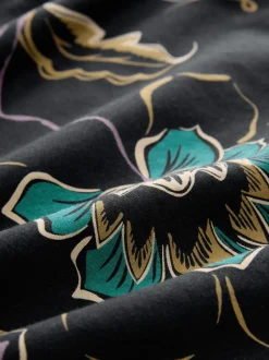 Next Floral noir - Manches courtes Imprimé Polos Hot