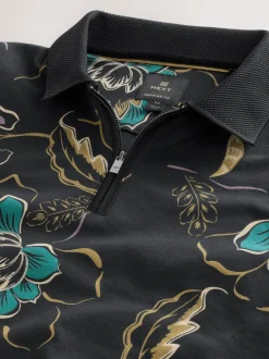 Next Floral noir - Manches courtes Imprimé Polos Hot