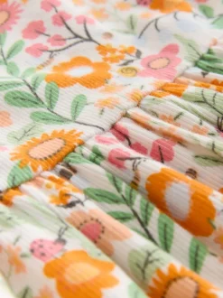 Next Floral orange - Robe côtelée à manches courtes (3mois7ans) New