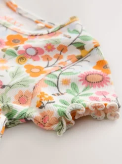 Next Floral orange - Robe côtelée à manches courtes (3mois7ans) New