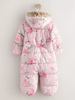 Next Floral rose - Combinaison de neige Résistant à la douche Faux Fur Trim (3mths-7yrs) Best