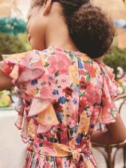 Next Floral rose - Combinaison plissée à volants à manches courtes (3-16ans) Best