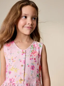 Next Floral rose - Robe boutonnée à Manches courtes Rayure (3-16ans) Hot