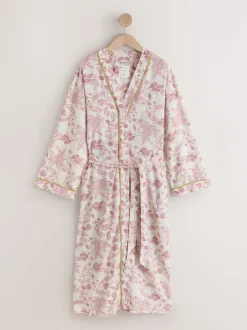 Next Floral rose - Robe de chambre en viscose/lin Blend Best