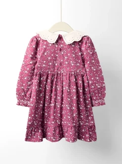 Jojo Maman Bébé Floral rose sombre - Robe en jersey smockée avec col Broderie New