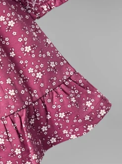 Jojo Maman Bébé Floral rose sombre - Robe en jersey smockée avec col Broderie New