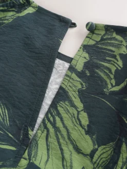 Next Floral vert - Robe mi-longue imprimée à manches bouffantes Clearance