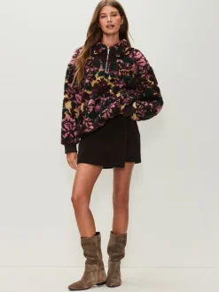 Next Floral vert - Sweat-shirt en polaire jacquard Teddy Borg à quart de zip Online