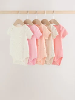 Next Fluro Rose - Bébé Manches courtes Bodysuits 5 Pack Clearance