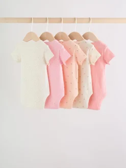 Next Fluro Rose - Bébé Manches courtes Bodysuits 5 Pack Clearance