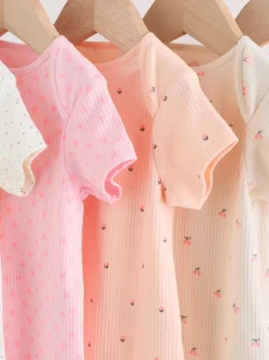 Next Fluro Rose - Bébé Manches courtes Bodysuits 5 Pack Clearance