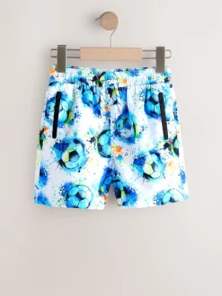Next - Shorts de bain imprimés (3-16yrs) Football blanc/bleu New
