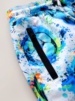 Next - Shorts de bain imprimés (3-16yrs) Football blanc/bleu New