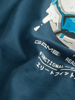 Next - T-shirt graphique décontracté en coton à manches longues (3-16ans) Football bleu moyen Clearance