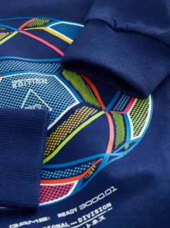 Next - Lot de 3 T-shirts à manches longues coupe décontractée avec imprimé graphique (3-16ans) Football Bleu/Bleu canard/Noir Best