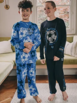 Next - Lot de 2 pyjamas à manches longues (3-16ans) Football bleu/noir New