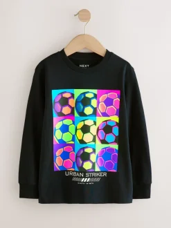 Next Football Noir brillant - T-shirt à manches longues coupe classique imprimé (3-16ans) Discount