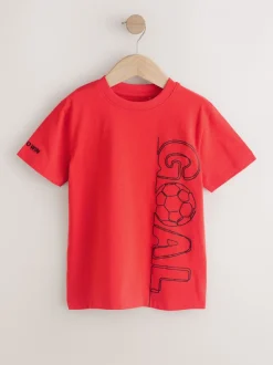 Next - T-shirts à manches courtes à imprimé graphique coupe standard Lot de 3 (3à16ans) Football rouge/bleu/blanc Outlet