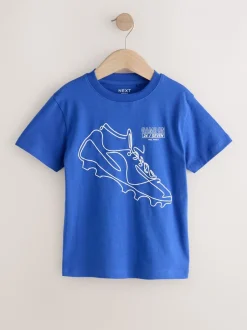 Next - T-shirts à manches courtes à imprimé graphique coupe standard Lot de 3 (3à16ans) Football rouge/bleu/blanc Outlet