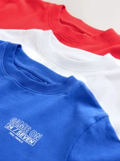 Next - T-shirts à manches courtes à imprimé graphique coupe standard Lot de 3 (3à16ans) Football rouge/bleu/blanc Outlet