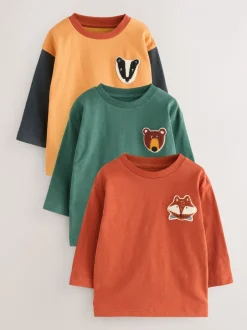 Next Forêt jaune ocre - T-shirts à manches longues avec appliqué, lot de 3 (3mois-7ans) Online