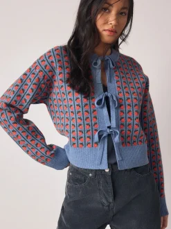 Next Fraise bleue - Cardigan super doux en maille avec cravate devant Discount