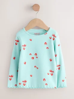 Next - T-shirt à manches longues en côtes (3mths-7yrs) Fraise bleue Outlet