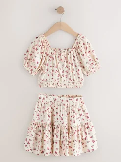 Next Fraise écrue - Ensemble chemisier et jupe à manches bouffantes (3-16ans) Sale