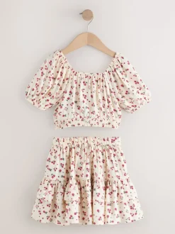 Next Fraise écrue - Ensemble chemisier et jupe à manches bouffantes (3-16ans) Sale