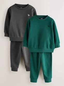 Next Fusain Gris/Vert - Ensemble sweat-shirt et jogging, lot de 2 (3mois-7ans) Best