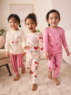 Next Galentines rose/rouge - Lot de 3 pyjamas Snuggle (9mois-12ans) Online