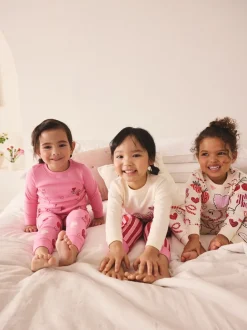 Next Galentines rose/rouge - Lot de 3 pyjamas Snuggle (9mois-12ans) Online