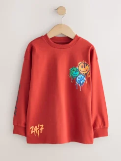 Next - Lot de 3 T-shirts à manches longues coupe décontractée avec imprimé graphique (3-16ans) Gamer bleu marine/gris/rouge Online