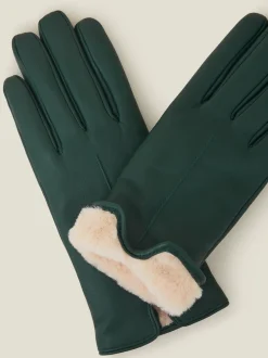 Accessorize Gants  en cuir avec doublure en fausse fourrure Hot