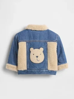 Gap UltraSoft Denim Sherpa Bear Jacket (0-24mths)