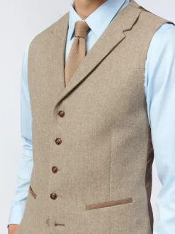 Antique Rogue Gilet Camel en tweed à chevrons Discount