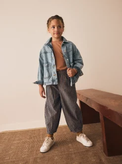 Next Gingham Brun - Pantalon en velours côtelé à enfiler (3-16ans) Outlet