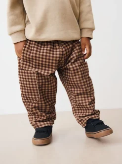 Next Gingham Brun - Pantalons Amples en velours côtelé (3mois-7ans) Outlet