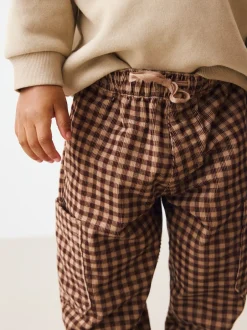 Next Gingham Brun - Pantalons Amples en velours côtelé (3mois-7ans) Outlet