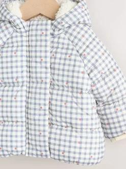 Next Gingham gris - Doudoune Bébé à capuche (0mois-2ans) Discount