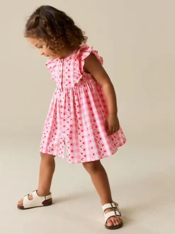 Next Gingham rose - Robe à manches à double volant (3mois8ans) Sale