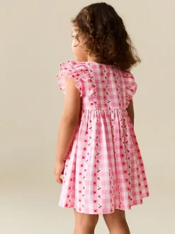Next Gingham rose - Robe à manches à double volant (3mois8ans) Sale