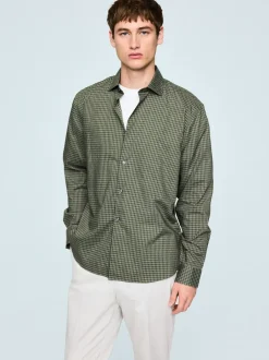 Next Gingham vert - Chemise élégante douce au toucher à manches longues Outlet